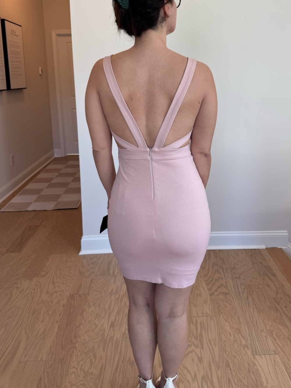 Lulus Sleeveless V-Neck Blush Bodycon Dress - Picture 4 of 11